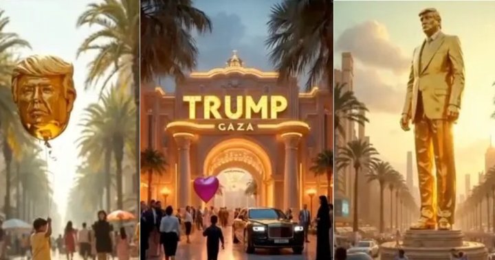 Donald Trump shares AI-generated video of ‘Gaza’ to Truth Social – National | Globalnews.ca