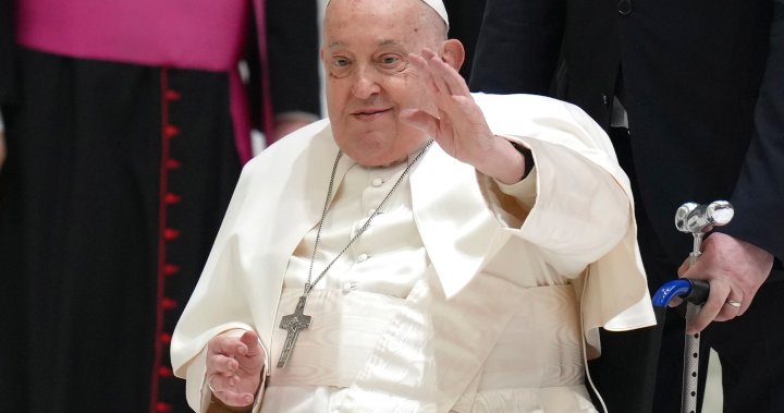 Pope Francis in hospital with bronchitis after struggling to speak – National | Globalnews.ca