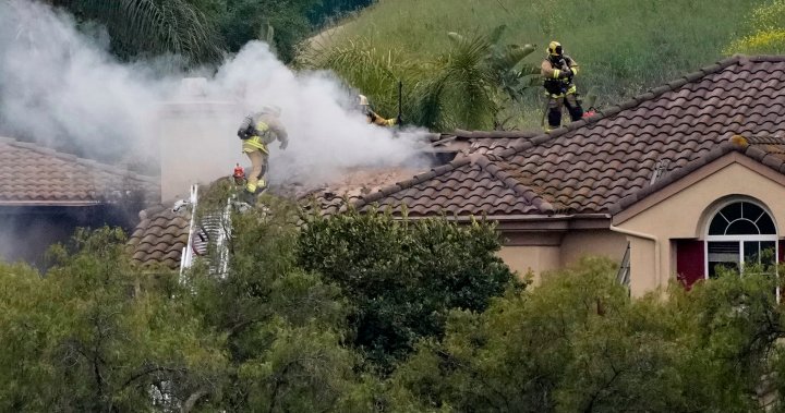 Plane crashes into Los Angeles-area neighbourhood, killing 2 people and a dog – National | Globalnews.ca
