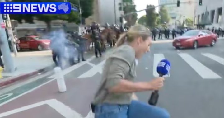 Australian journalist hit by rubber bullet while reporting from L.A. protests – National | Globalnews.ca
