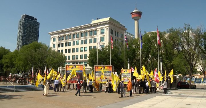 Sikh separatists stage Calgary protest against Indian prime minister’s visit to G7  | Globalnews.ca